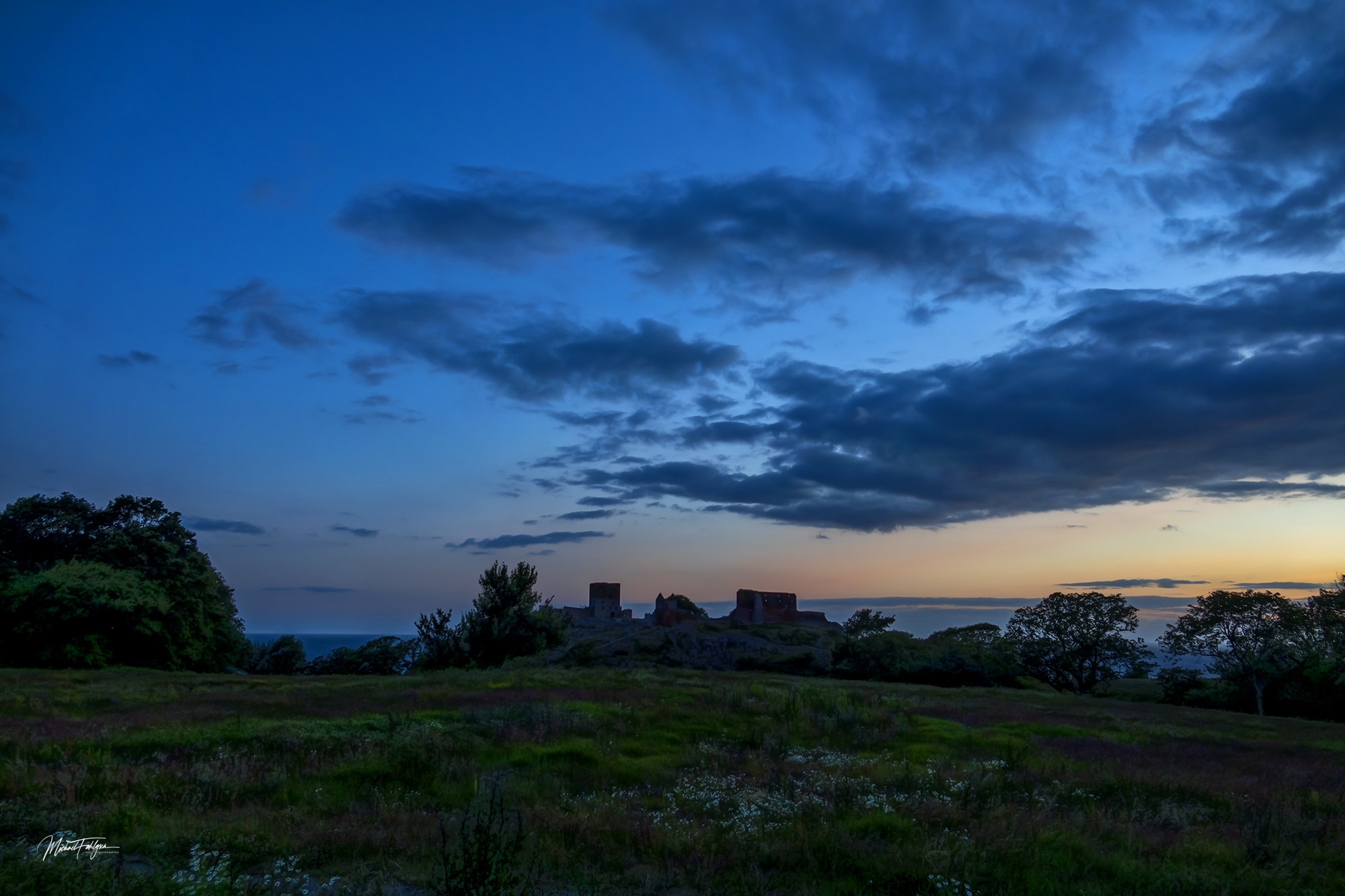Hammershus i solnedgang